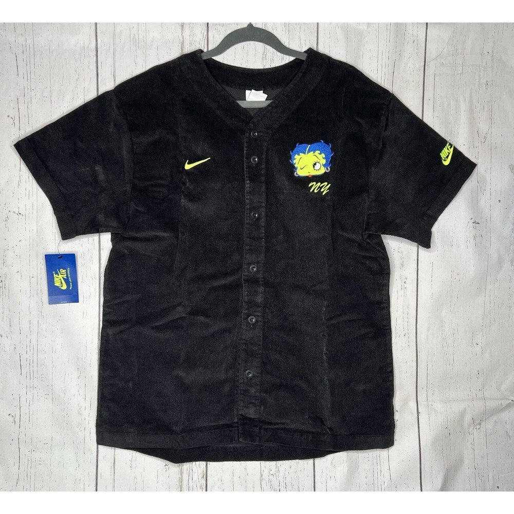 Nike Women's Olivia Kim Corduroy Baseball Jersey‎ Black Size S